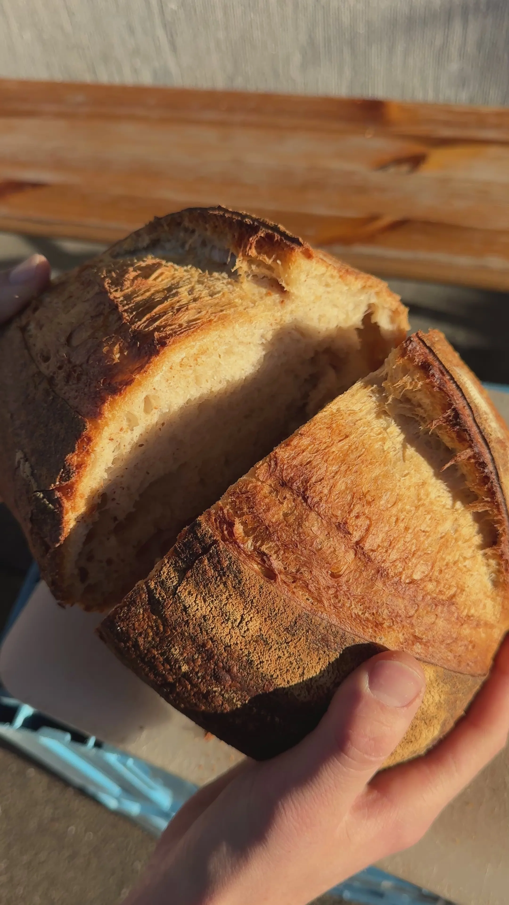 Slow-fermenting sourdough loaf being scored